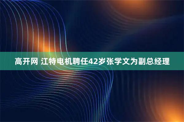 高开网 江特电机聘任42岁张学文为副总经理
